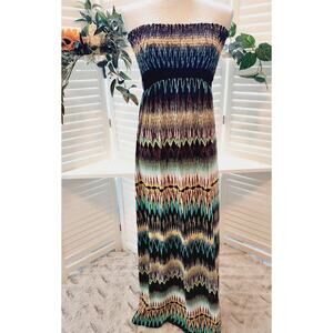 BODY CENTRAL HERRINGBONE BLACK/BROWN MAXI DRESS W/ CUT OUT BACK SIZE SMALL